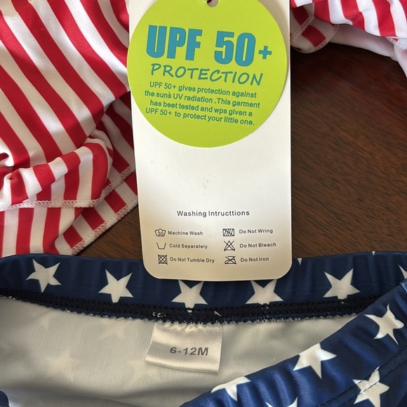 Younger Tree UPF 50+ 2 piece bikini ruffle trim patriotic stars & stripes - Picture 3 of 4